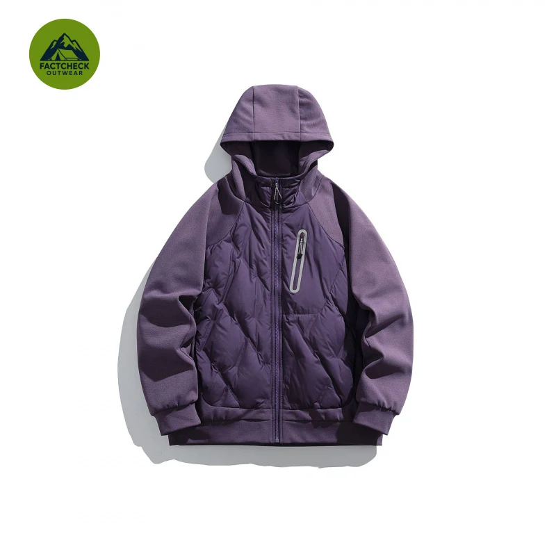 FACHCHECK EU US Size Top Quality White Duck Down Jacket Lightweight Couple Spliced Hooded Windproof Warm Coat