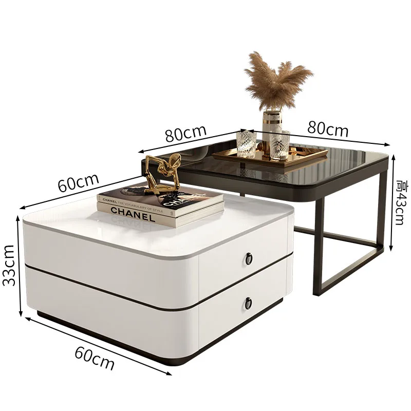 Piękny metalowy zestaw stolików kawowych Nordic Simple Storage Square Luksusowe stoliki kawowe Minimalistyczne unikalne meble Kaffee Tische