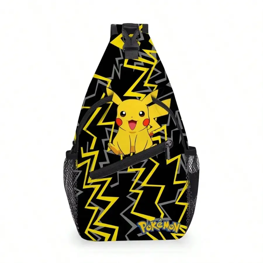 Printed Pikachu Pokemon Student Scross-body Waist Bag Small Shoulder Middle School Students Anime Kawaii Cartoon Mochila