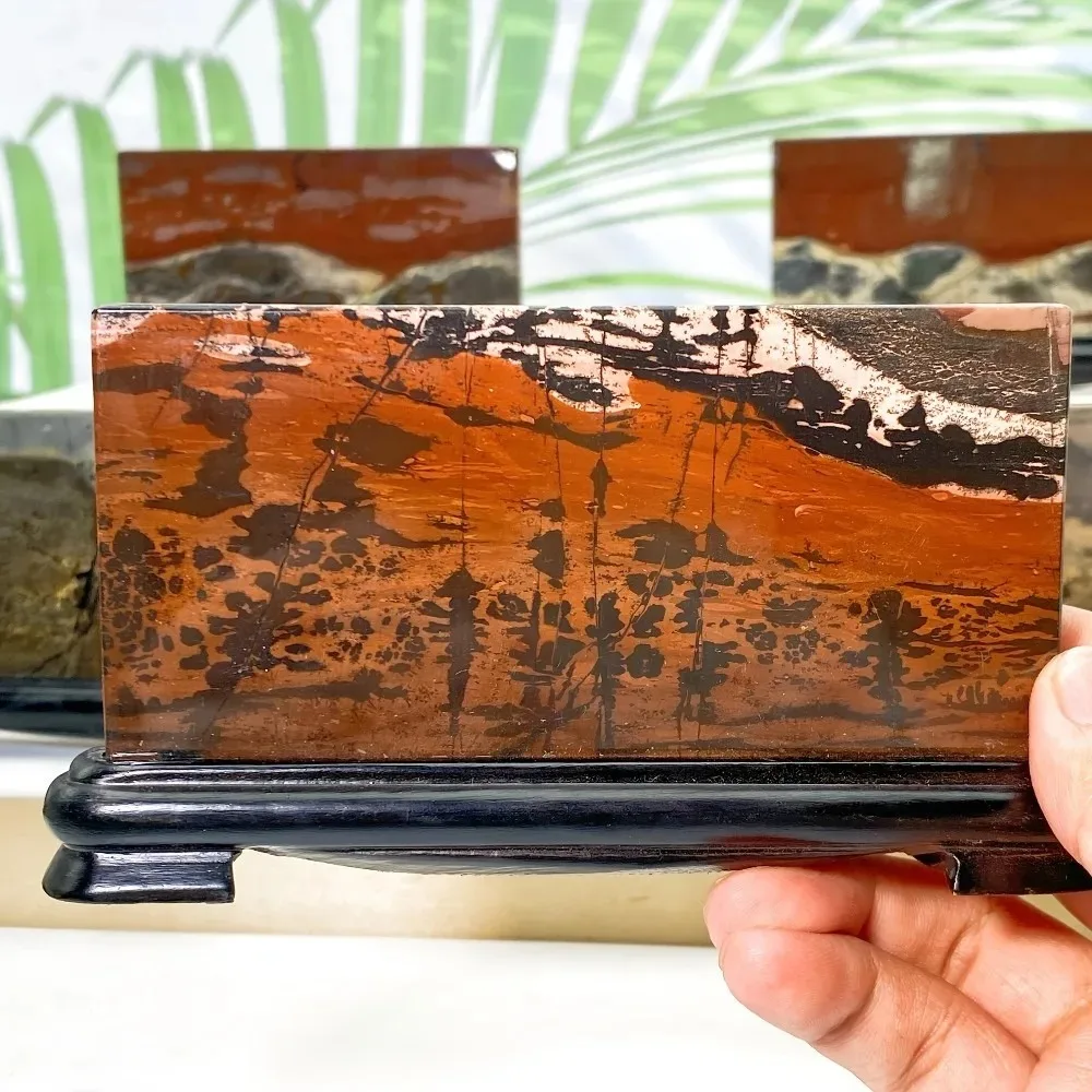 Natural Polished Quartz Slate Picture Stone Feng Shui Reiki Healing Crystal Craft, Energy Balancing Landscape Painting