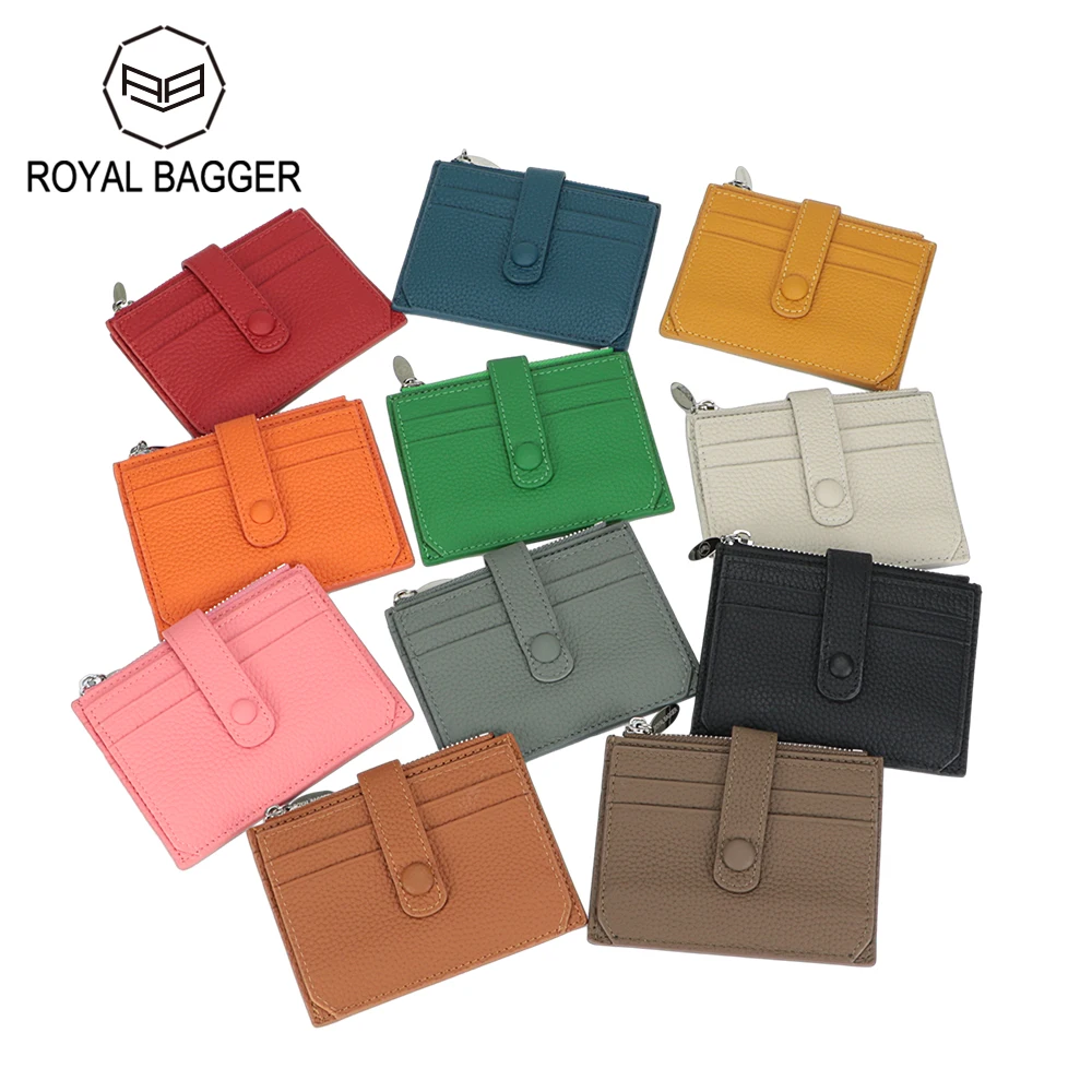 

Royal Bagger Thin Credit Card Holder for Women Genuine Cow Leather Coin Purses Fashion Casual Small Wallet Purse 1566