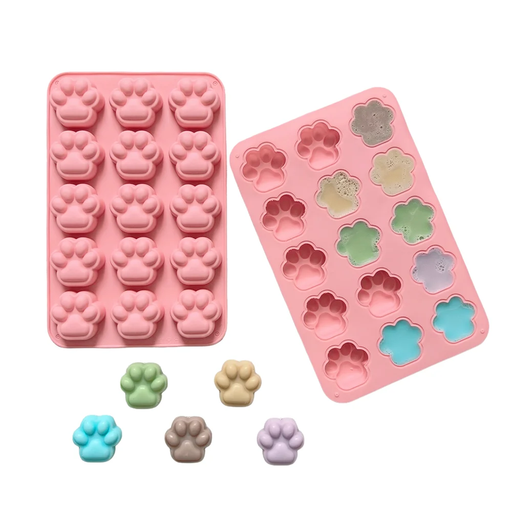 1pc Creative cat paw shaped chocolate biscuit baking silicone mold DIY chocolate, candy, pudding, biscuit, ice tray view 3