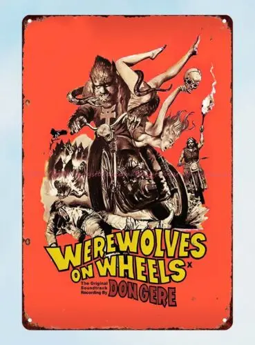 Werewolves on Wheels biker Movie Poster 1971 3 tin sign walnut plaque