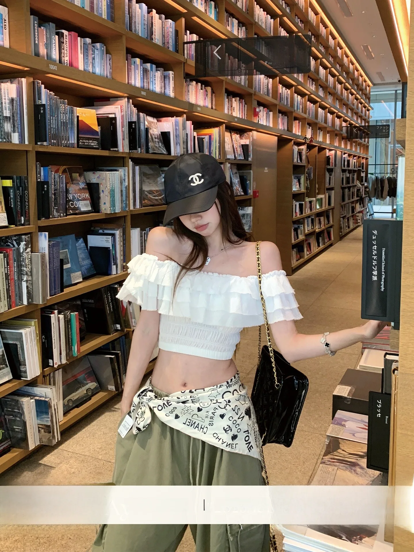 

Okaaay Fragrant Shoulder One-Shoulder Blouse Women's Design Sensation Youthful Cotton Casual Style Short Length Sleeveless