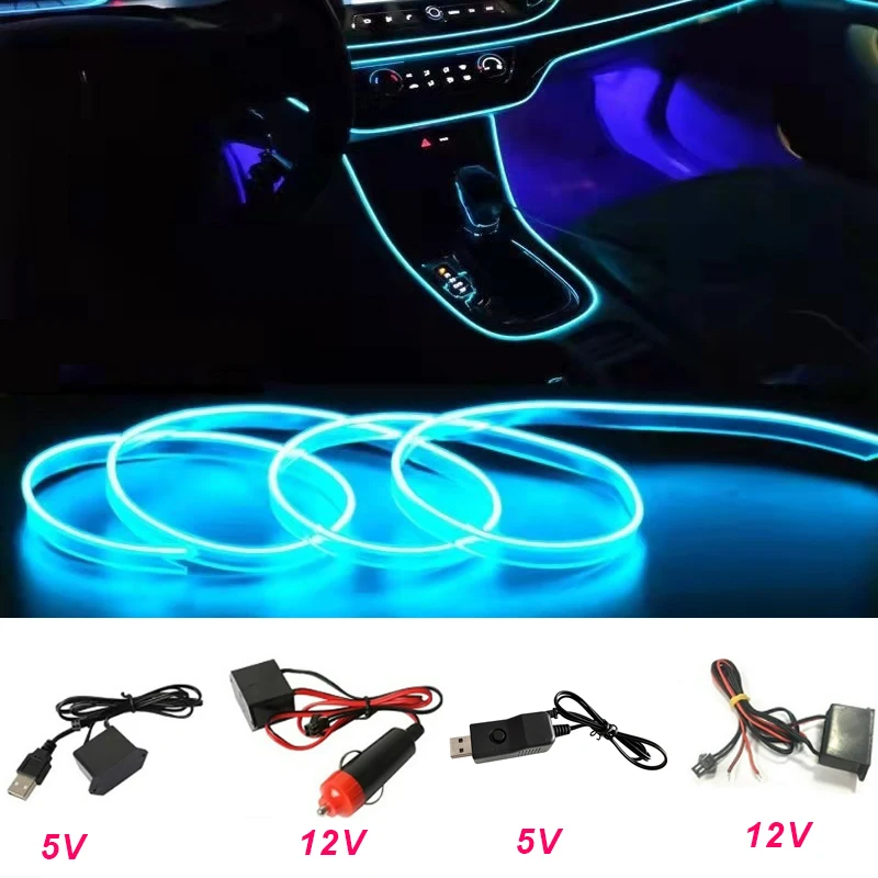 Car Interior Decorative Lamps Strips Atmosphere Lamp Cold Light Decorative Dashboard Console Auto LED Ambient Lights 1/2/3/4/5M image 6