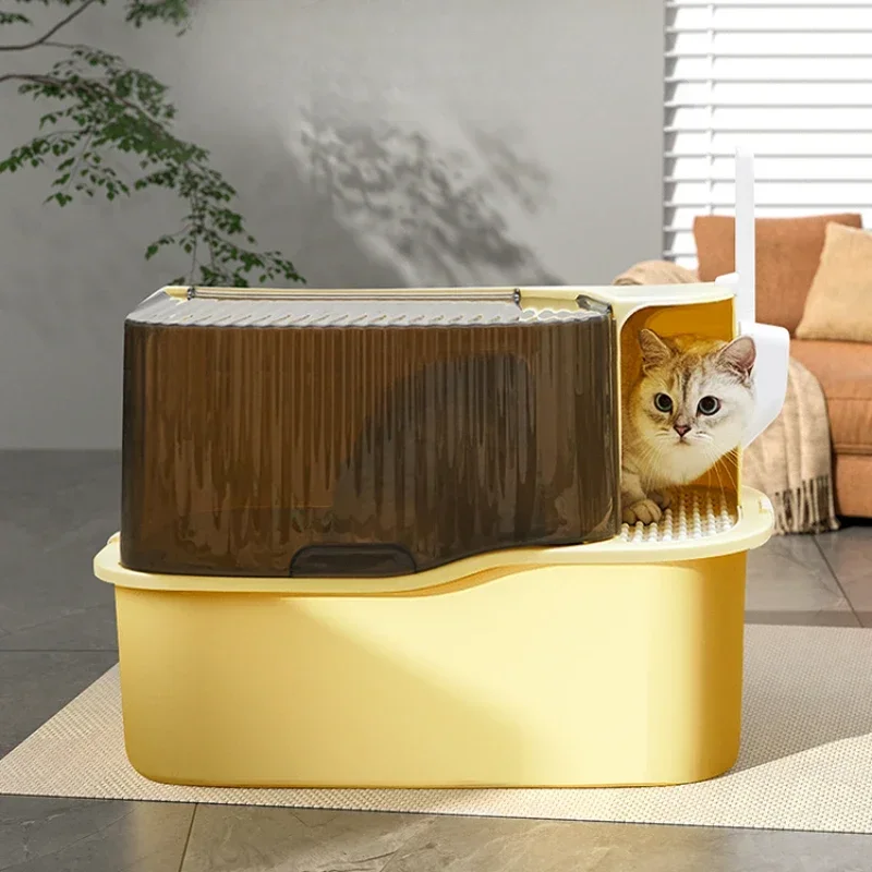 

Elegant Enclosed Cat Litter Box Large Corridor Design Splash-Proof Aesthetic and Functional Cat Toilet Minimizes Mess