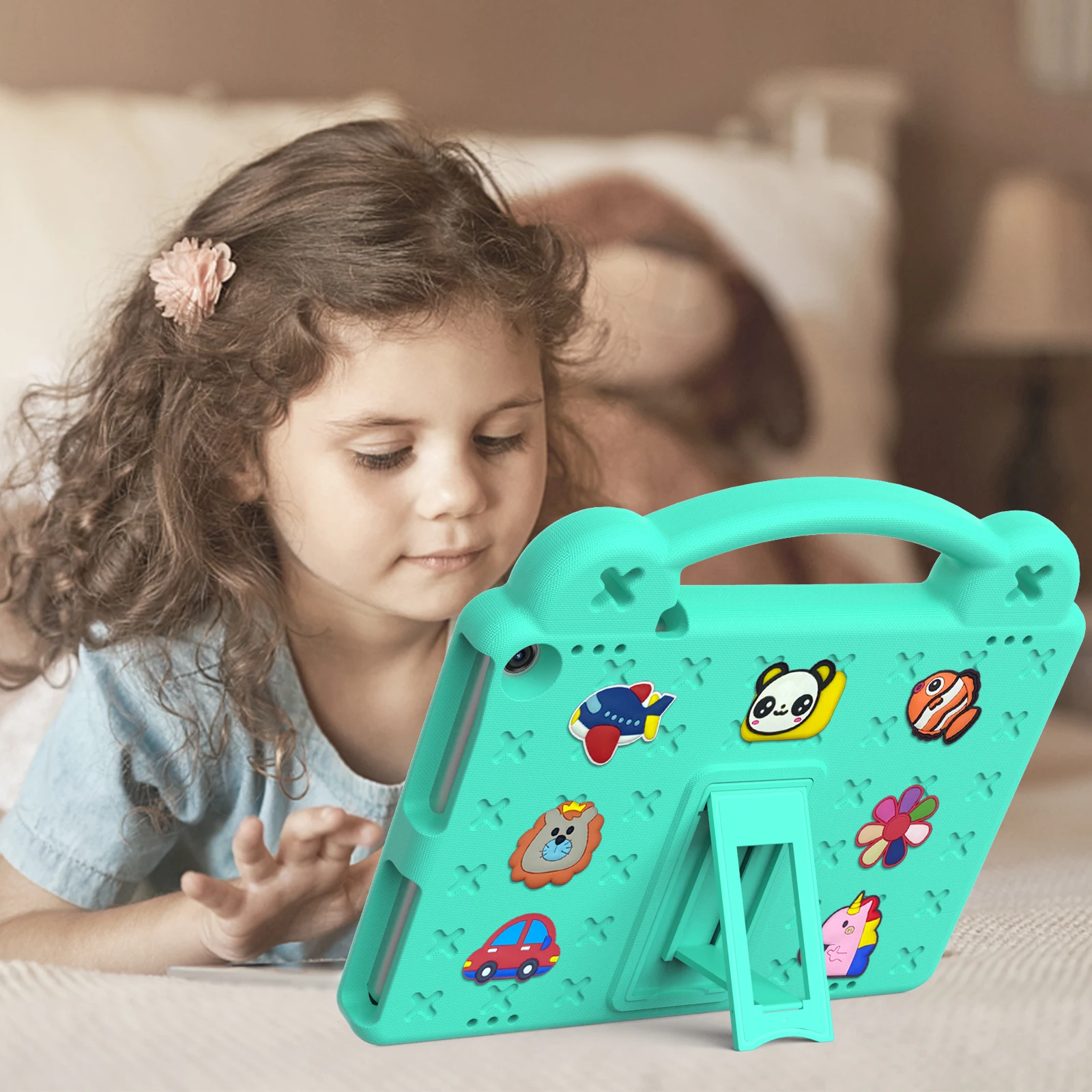 EVA Kickstand Case Universal For Amazon Fire HD 10 Plus 2023 2021 10.1 inch 13th 11th Generation Kids Cute Bear DIY Funda Cover view 6