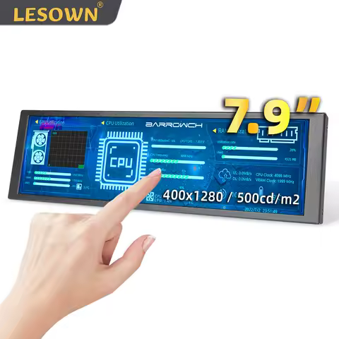 LESOWN Bar Long Strip 6.9 7.9 Monitor mini Touch Screen HDMI Small Wide Stretch Secondary Display for Aida64 PC Case Monitoring