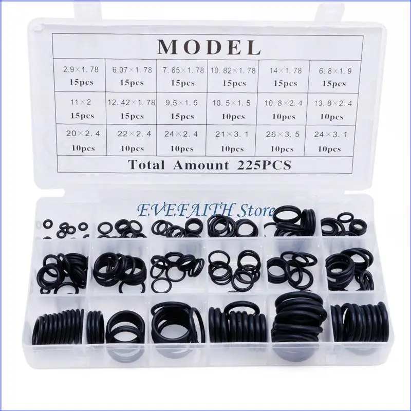 124B New 225x Seal O-ring R22 R134a Air Conditioning O-Ring Rubber Washer Assortment