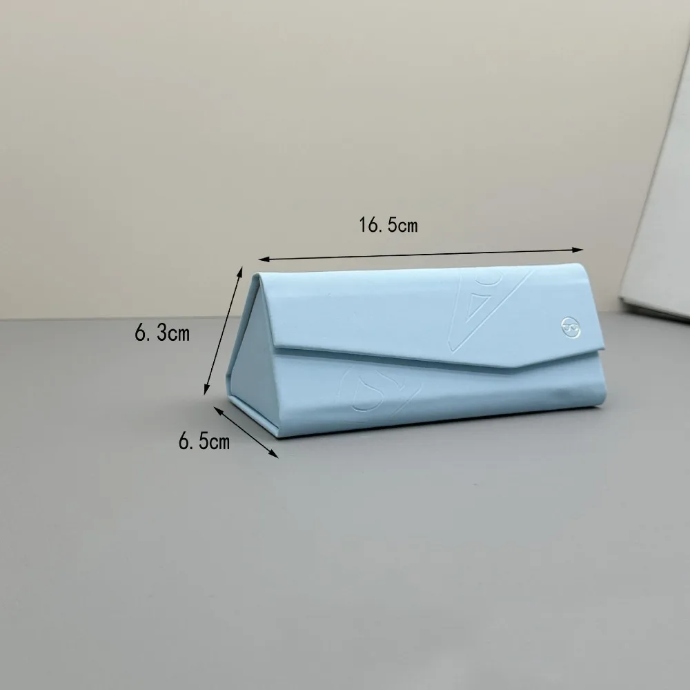 NEU 2026 Tragbares Retro Faltbares Brillenetui Minimalistische Leder-Sonnenbrillen-Aufbewahrungsbox Dreieckige Brillenschutzhülle – Detail 1