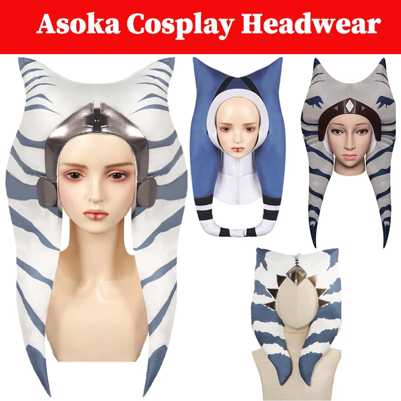 Asoka Cosplay Women Headgear Costume Accessories Movie Space Battle Female Superhero Roleplay Headwear Mask Halloween Suits Prop