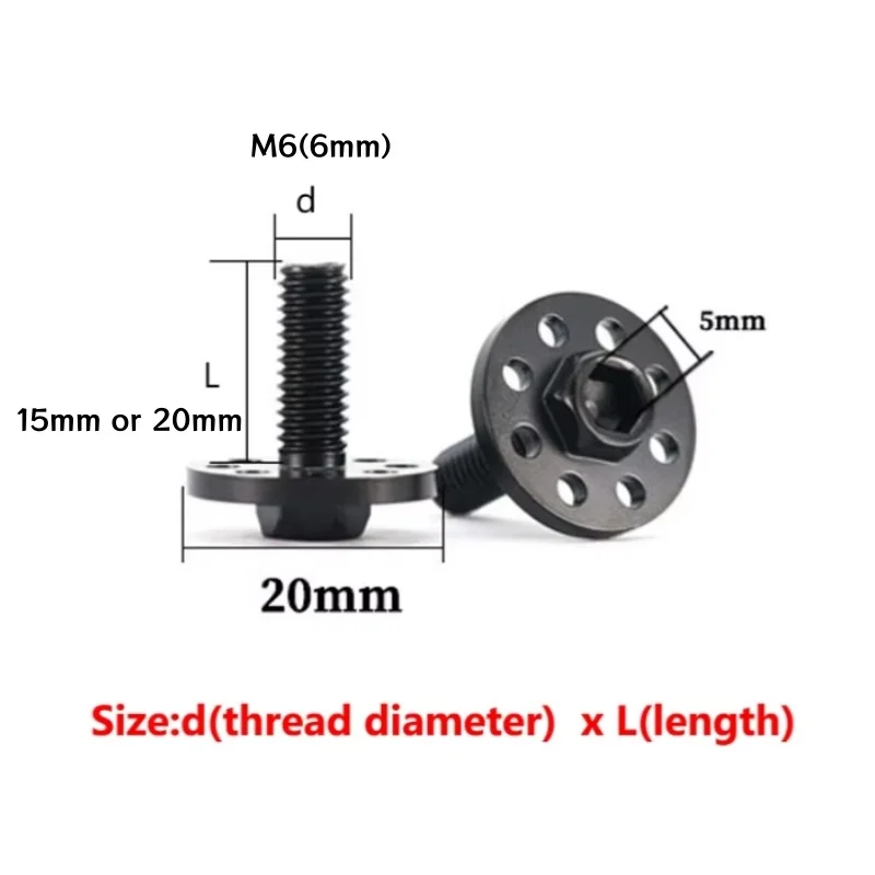 M6 304 Stainless Steel Big Head Hex Slot Flange Screws With Titanium Plated For Motorcycle Bike DIY License Plate Fixing Screws