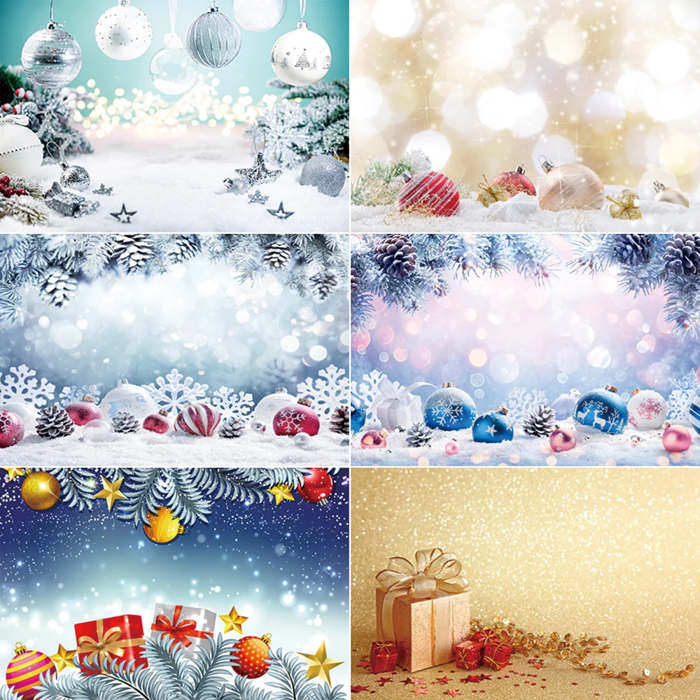 

MOON.QG Christmas Day Photography Backdrop Baubles Gifts Pine Branch Photozone Background Children Studio Photobooth Supplies