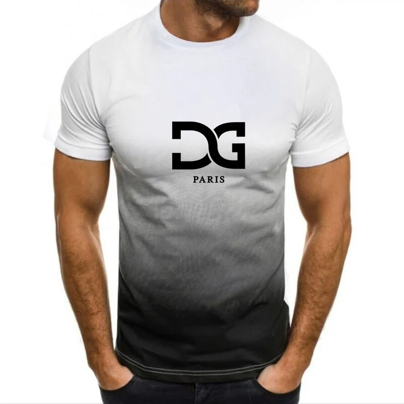 Summer men's fashion short-sleeved T-shirt casual gradient breathable top T-shirt youth casual street short-sleeved top