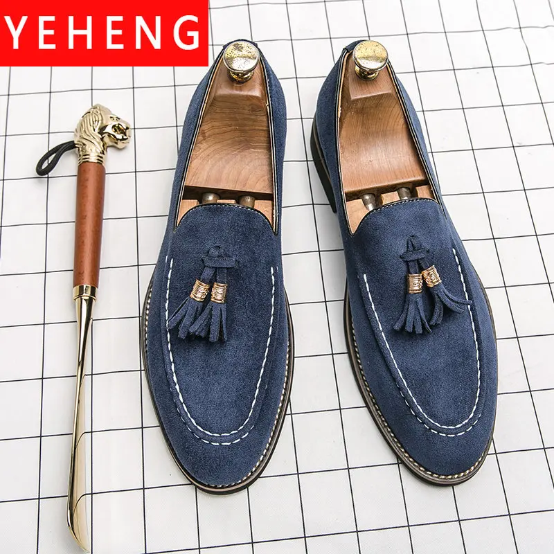 Italy Luxury Banquet Shoes Men Dress Special Suede Fashion Business Leather Shoes Men Loafers Classic Designer Wedding Shoes Man