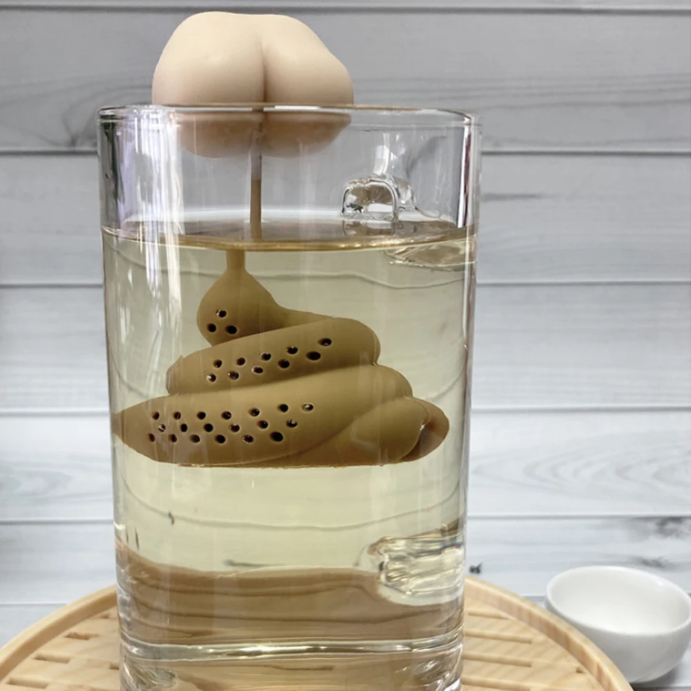 Practical Poop Tea Strainer Reusable Silicone Herbal Spice Coffee Brewing Medicine Filter Tea Leaf Infuser for Kitchen Office