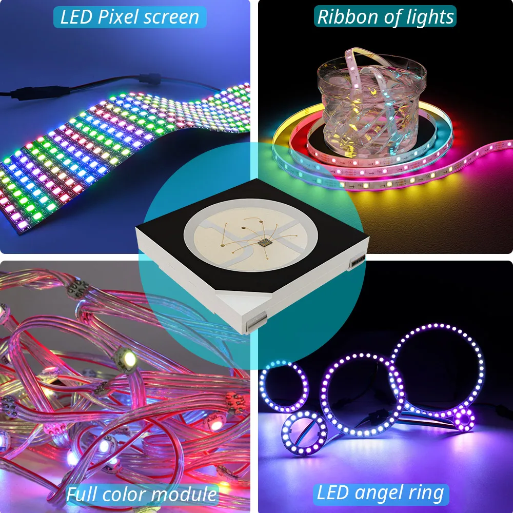 Imagem -06 - Rgb-chip de Led 5050smd 101000 Peças Pcb Preto Branco Ws2812 Abordáveis Individualmente Chip Pixels Dc5v Ws2812b