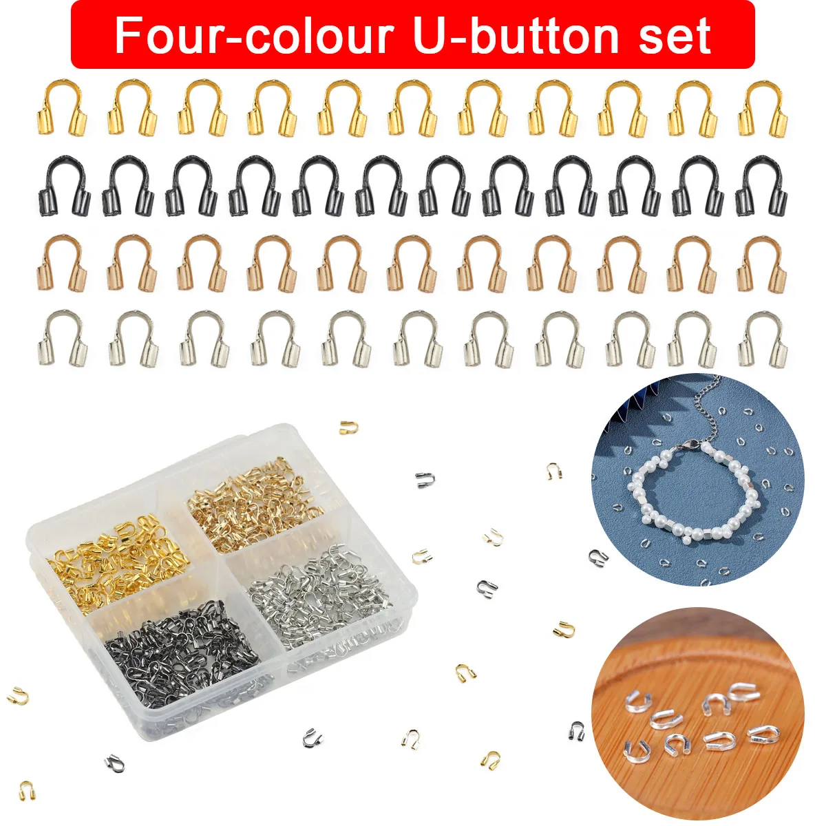 4mm U-shaped Clasp Jewelry Making Materials Kit Boxed Protective Wire Rings For Handmade Necklaces Bracelets DIY Accessories