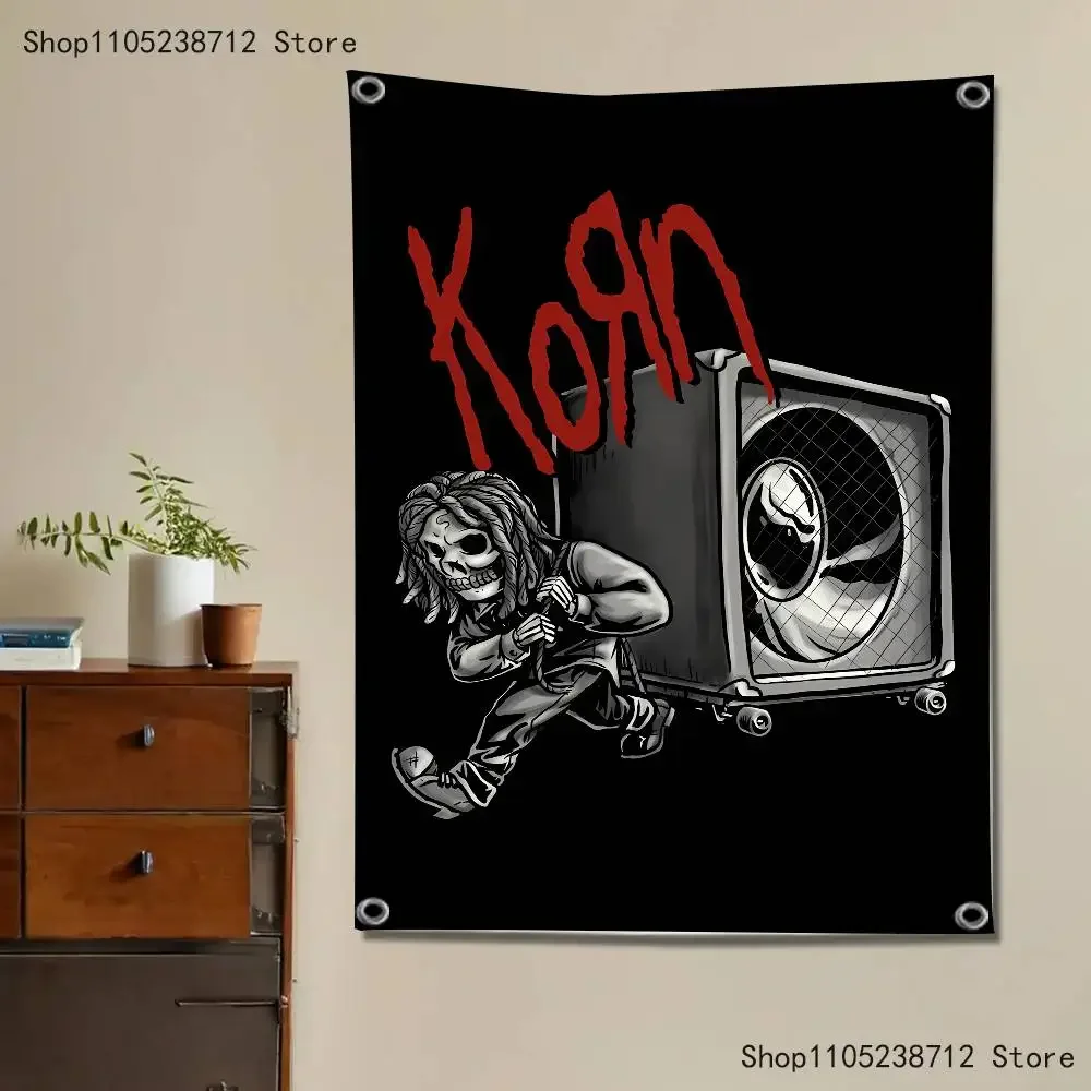 Rockband K-Korn Flaggen-Wandteppich, Banner für Schlafzimmer, Outdoor, Wohnzimmer, Restaurant, Bar, Wanddekoration, Party