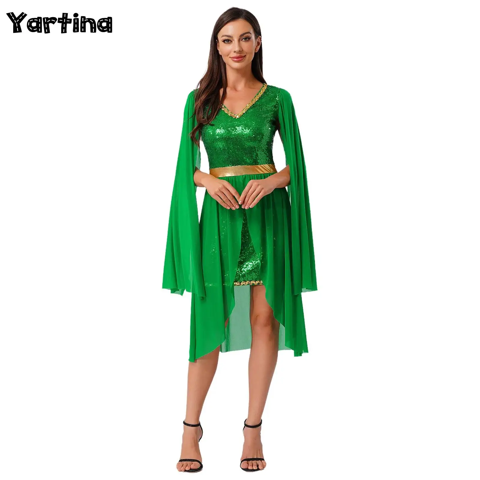 

Womens Princess Fairy Cosplay Dress Butterfly Forest Elf Halloween Costume Mesh Skirted Overlay Shiny Sequin Tube Tutu Dresses