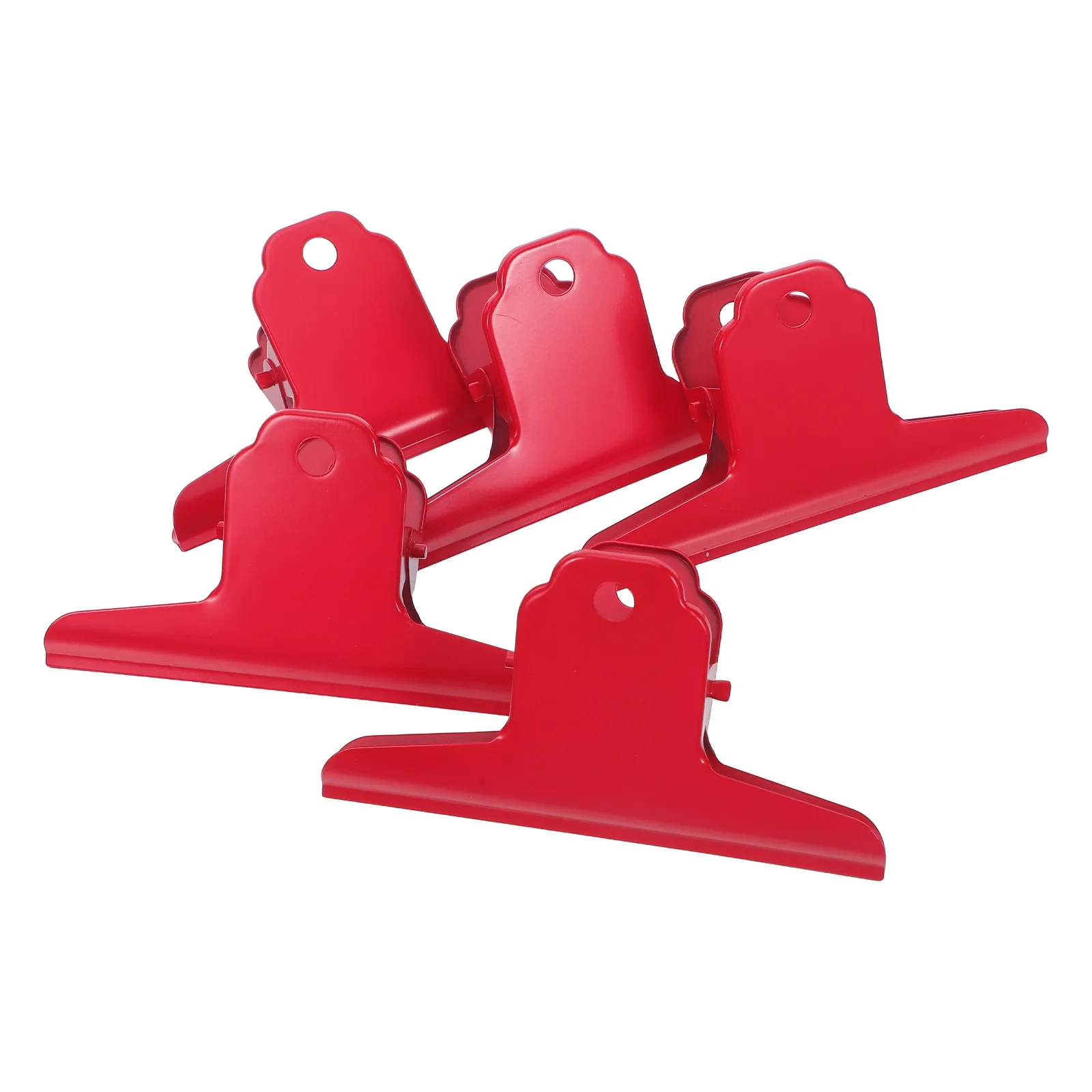 5Pcs Ticket Folder Metal Bulldog Clips Red Large Binder Clips Office Document Filing Receipt Organizer Paper Clamp for Invoice