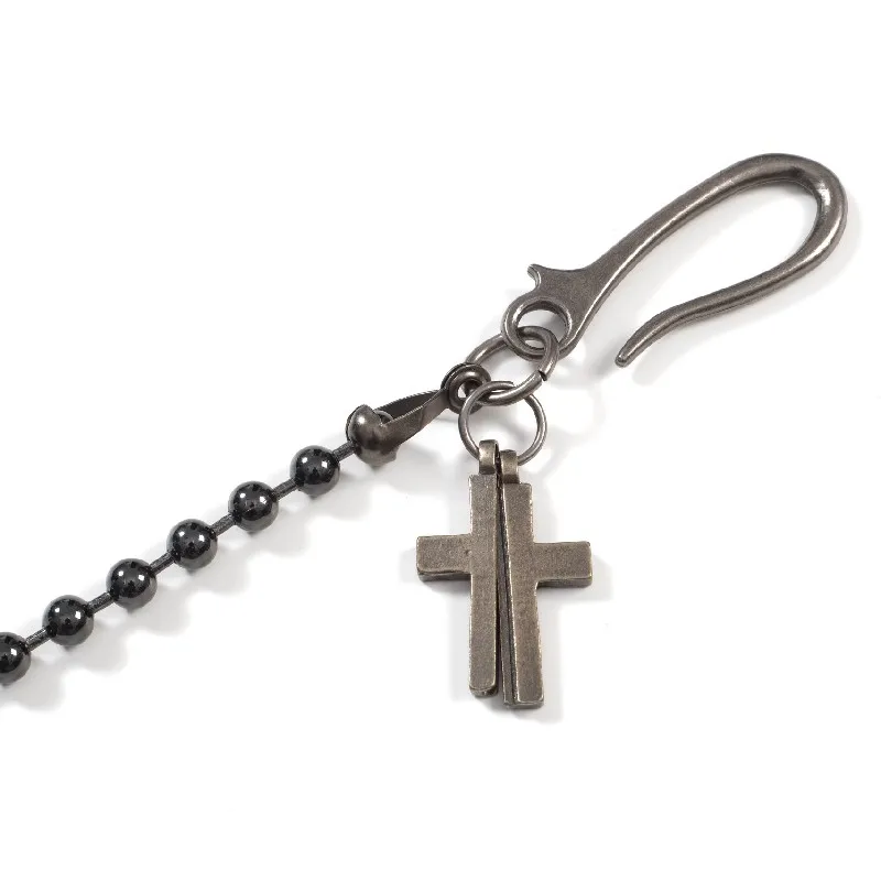 Round Bead Shape Cross Punk Pants Chain Mens New Style Black Gun Plated Metal Accessories Anti Theft luxurious Wallet Chain