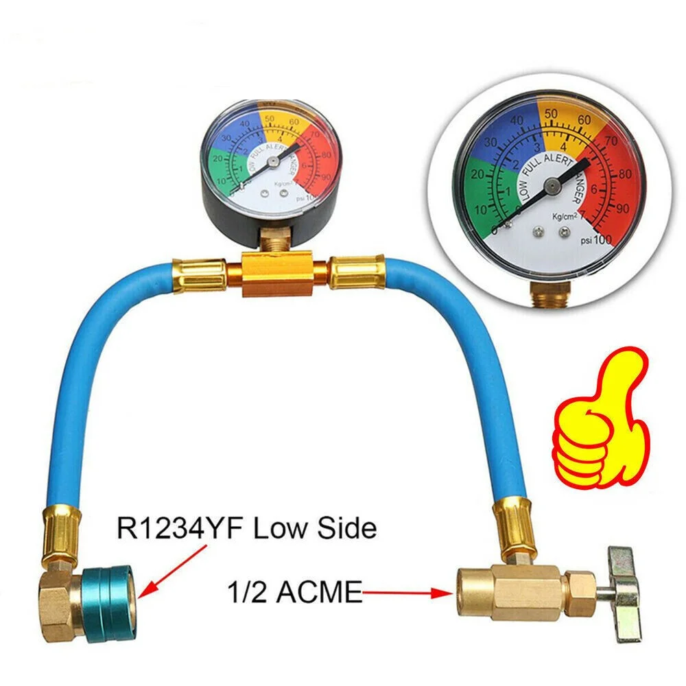 Charging Pipe with Gauge R1234YF Auto Air Conditioning Charging Hose Practical Replacement Recharge Hose for Automobile