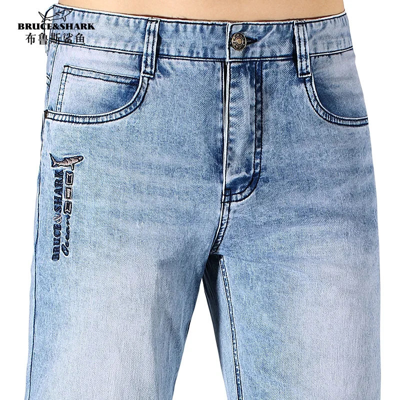 

New Men's Jeans Summer Bruce&Shark Men Jeans Full Length Straight Leg Loose Stretching Cotton Casual Fashion Smart Big Size 42