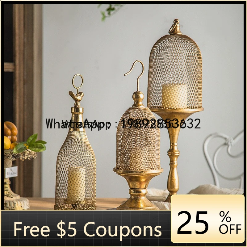 CBJ   Vintage Distressed Hollow Candle Holder Home Venue Decoration Prop Hanging Metal Candle Holder Craft