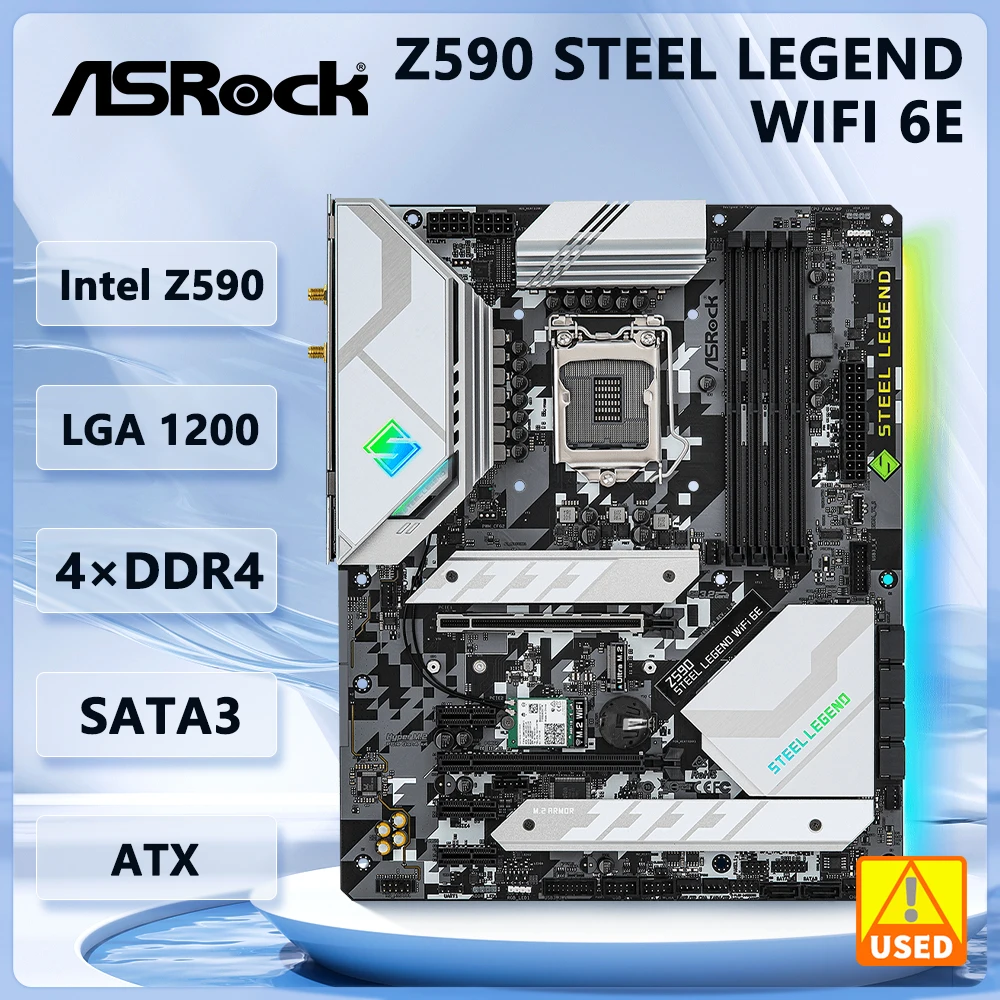 asrock z590 placa mae z590 steel legend wifi 6e placa mae lga1200 support11700f 11400f 10900 10500 10300 10850 cpu ddr4 128g 01