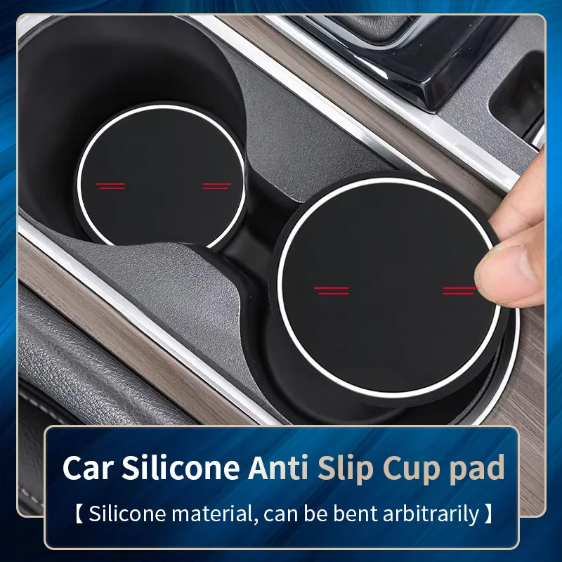 1 paire de tapis antidérapants pour porte-gobelets de voiture, tapis de rangement universel rouge à quatre lignes, tendance