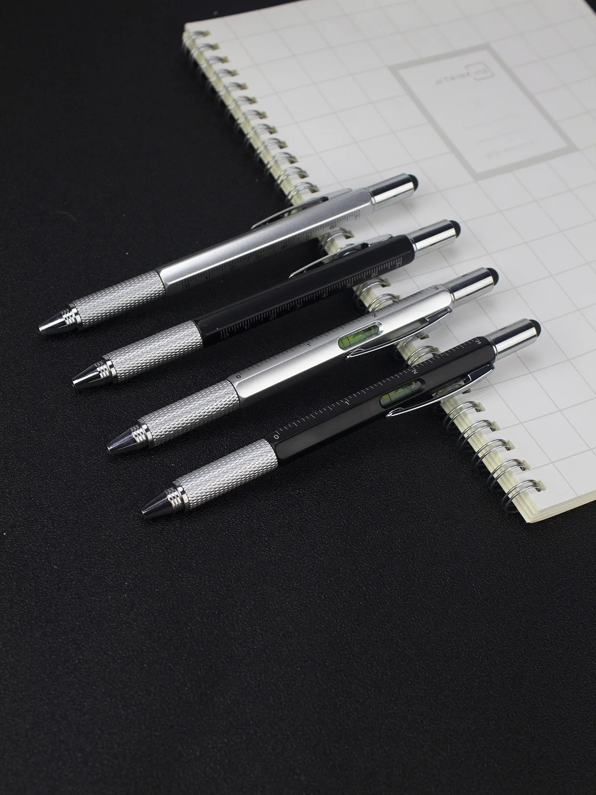 Multi Function ball Pen Tool 6 in 1 Multi Purpose Stylus pen Gadget Screwdriver Lever Metric Graduation Ruler Touch PC Tablets