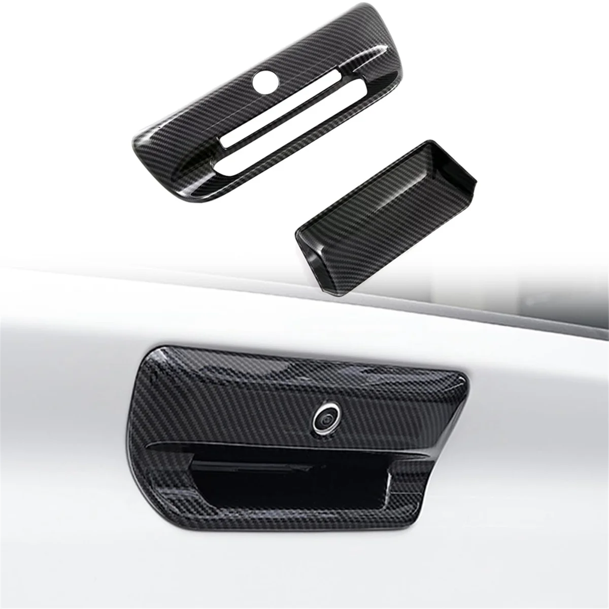 For Dodge Ram 1500 TRX 2023 2024 Rear Trunk Tailgate Door Handle Cover Trim Car Exterior Accessories - ABS Carbon Fiber