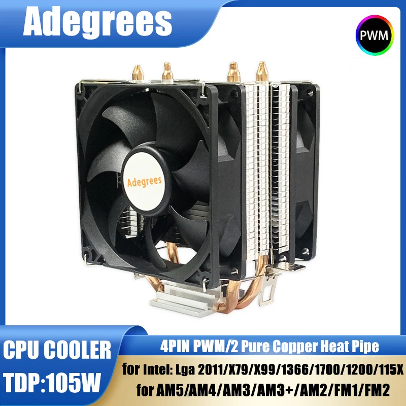 

Воздушный охладитель процессора X99 3PIN/4PIN Бессветлый радиатор процессора ПК для Intel LGA 1151 1155 1200 1700 2011 AMD AM3 AM4 AM5 Ventilador