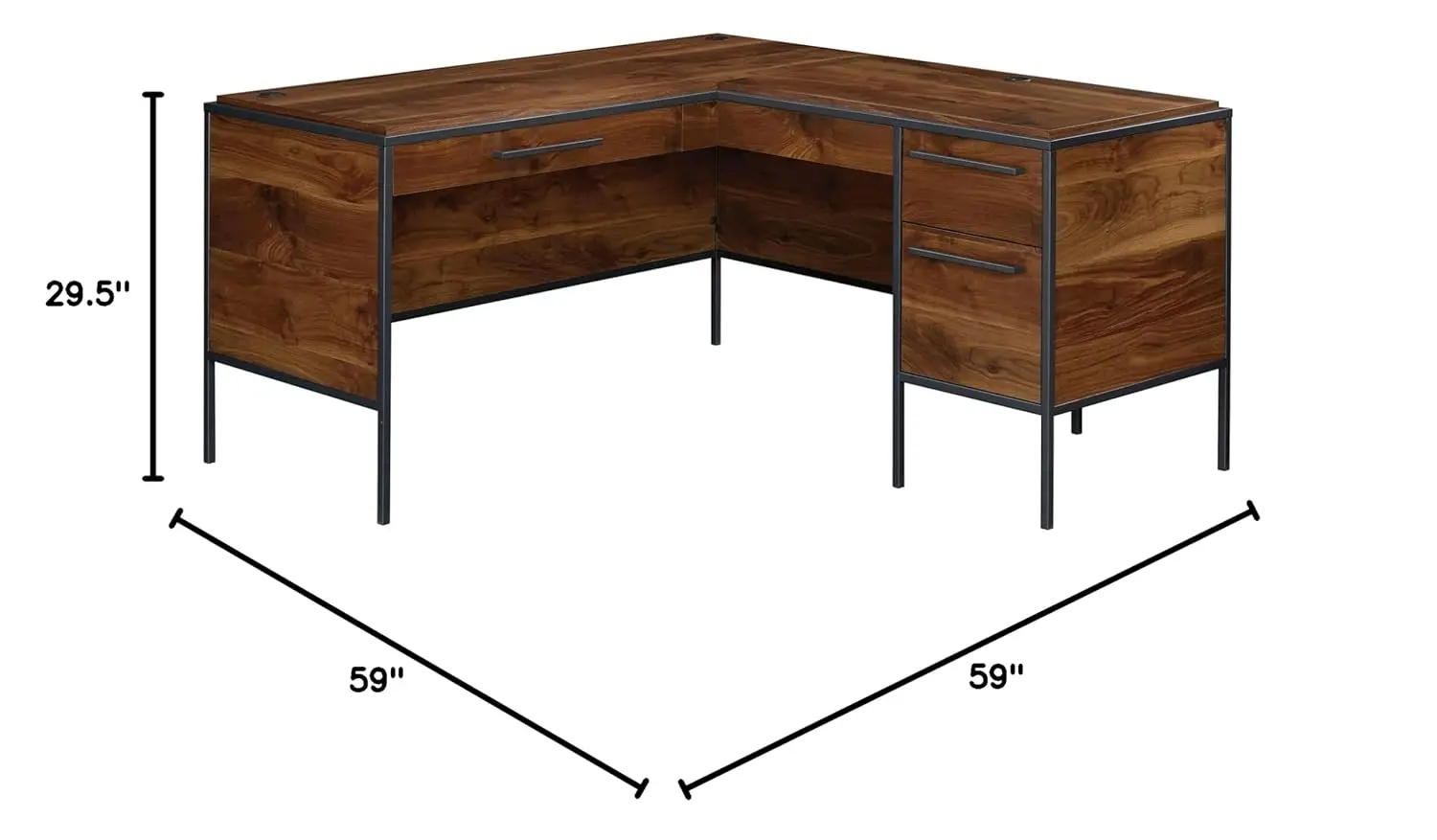 مكتب زاوية على شكل حرف L مقاس 59 بوصة، لون الجوز الكبير #2