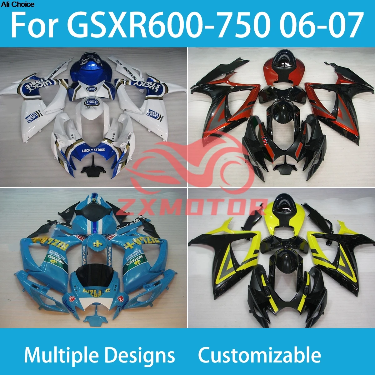 

GSXR 600 750 06 07 Plastic Fairings for SUZUKI K6 GSXR600 GSXR750 2006 2007 Motorcycle Fairing Set Bodywork Panel Kit Fit New