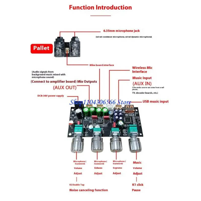 

02DD 8-36V Upgraded Karaoke Reverberation Board Microphone Singing DSP Mixing Reverberation Board Preamplifier Module