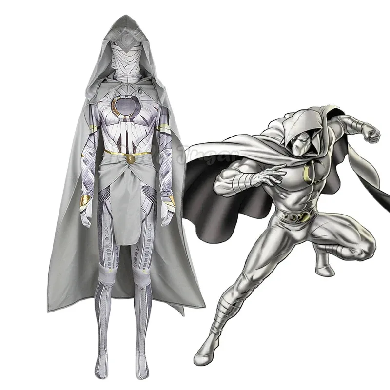 

High Quality Halloween Costume Moon Soldier Knight Cosplay Costume Fancy Marc Armor Outfit Superhero Jumpsuits Cloak Headgear