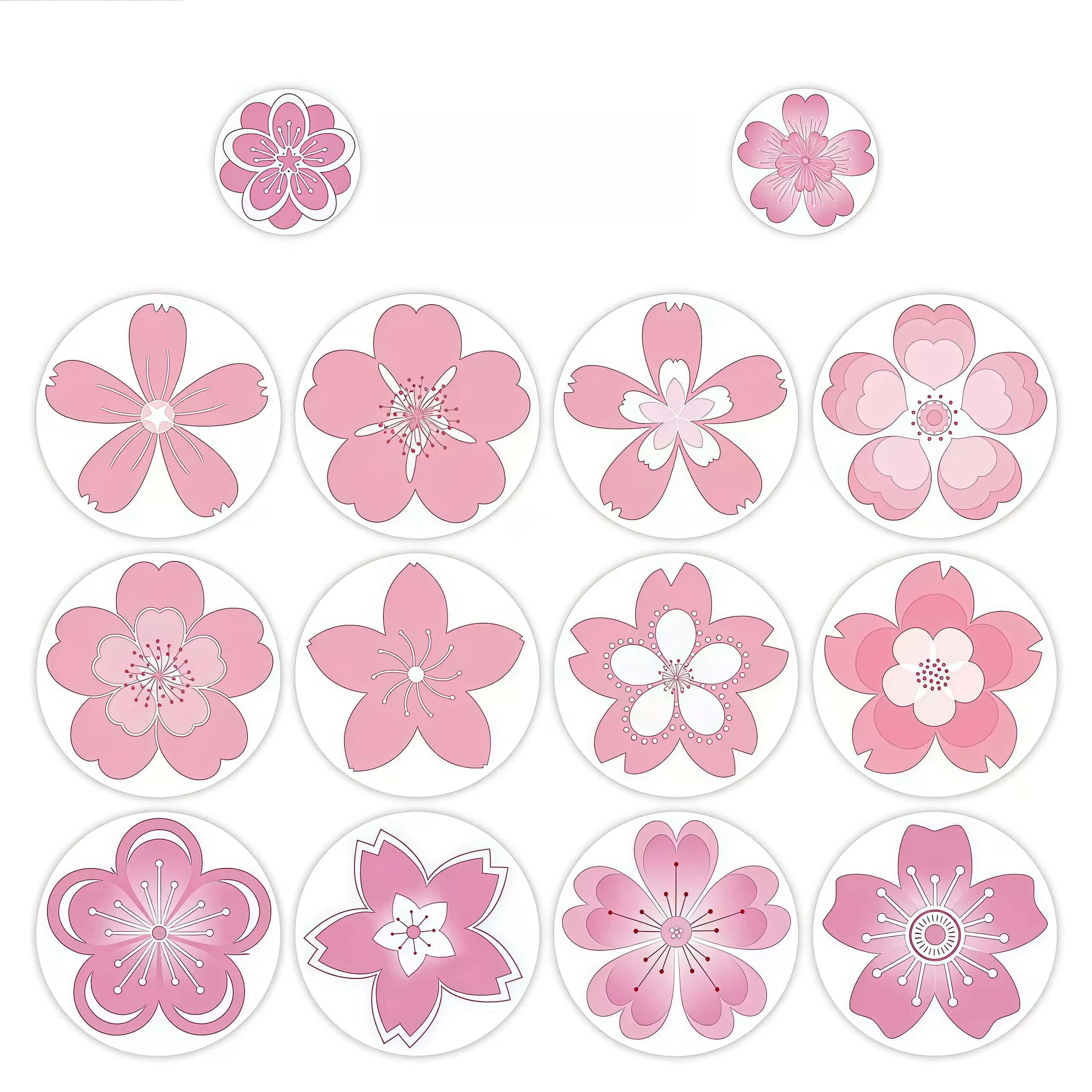 500Pcs Round Pink Cherry Blossom Roll Stickers, Elegant Sakura Floral Self-adhesive Labels for Gift Packaging Journal DIY Decor
