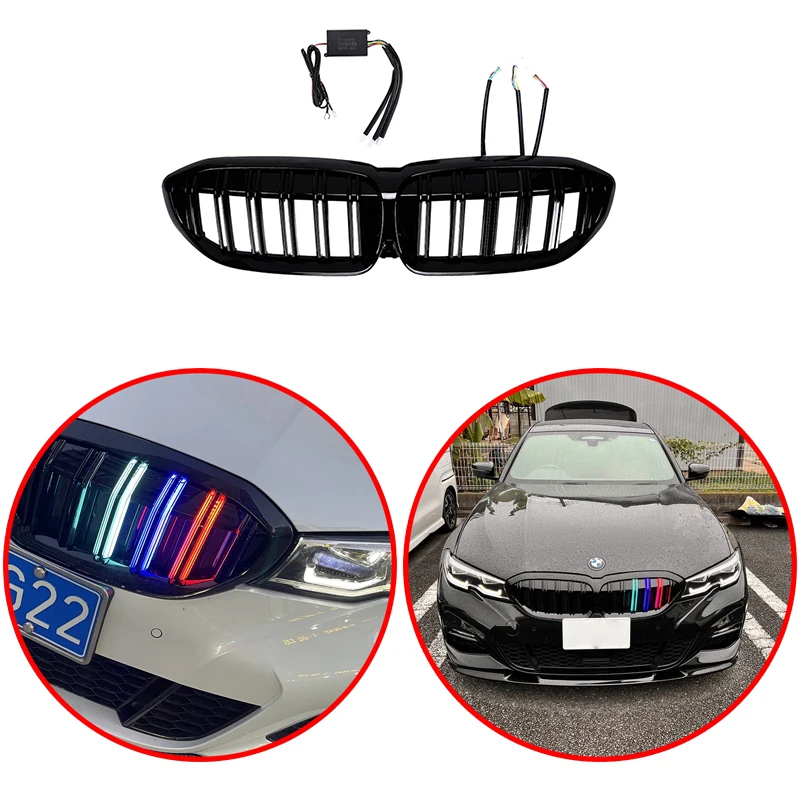 

For BMW 3 Series G20 2018 2019 2020 2021 2022 LED Light Racing Grilles Electric Luminous Grille Body Kit