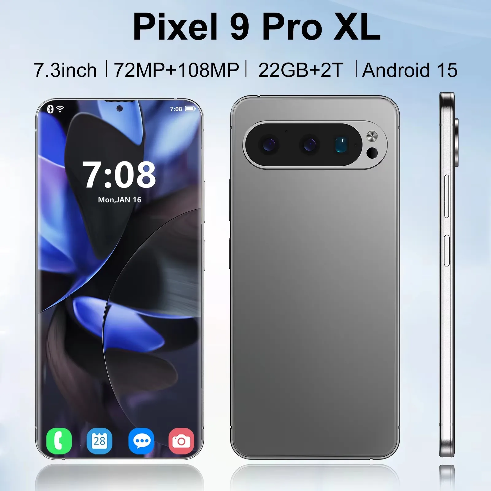 Смартфон Pixel 9 Pro XL 7,3 дюйма, глобальная версия, 22 ГБ + 2 ТБ, Snapdragon8 gen4, 10 ядер, Android15, 72 + 108 МП, 4G/5G, мобильный телефон, мобильный телефон