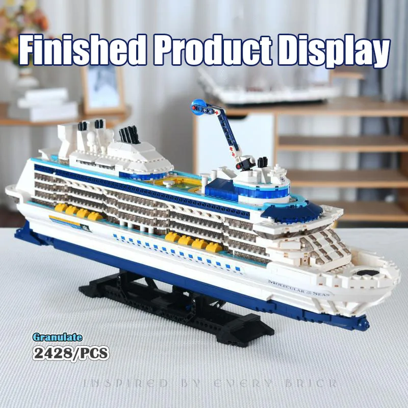 2428PCS Creative City Sea Cruise Liner Steamship Building Blocks  Model DIY Big Ship Ocean Liner White Boat Bricks Toys Kid Gift