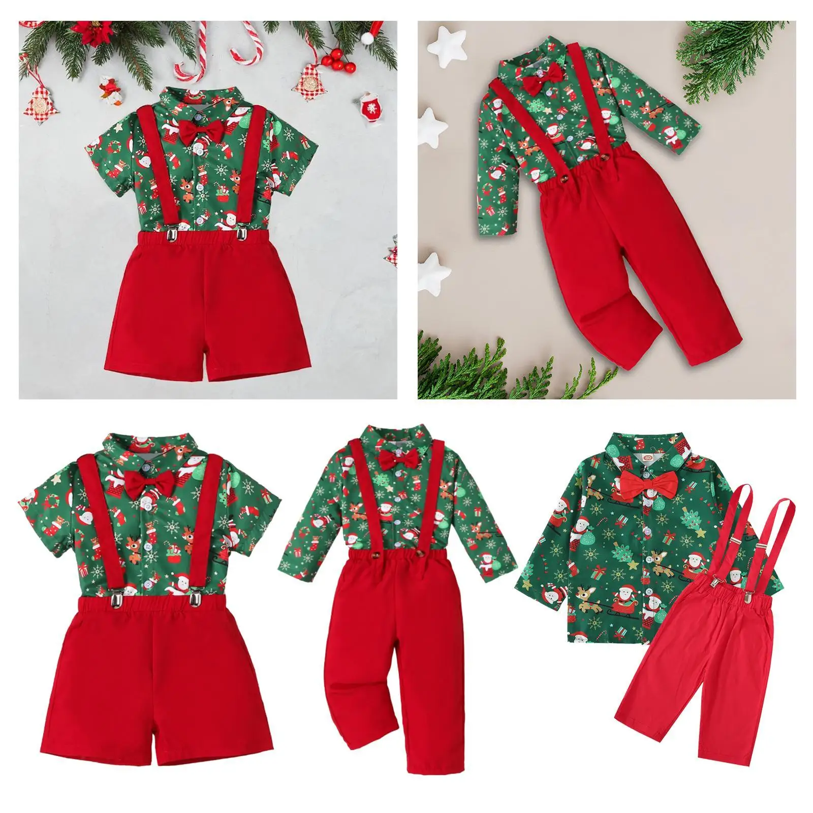 

Gentleman Outfits Shirt with Bowtie Christmas Outfits for Kids Xmas Cosplay