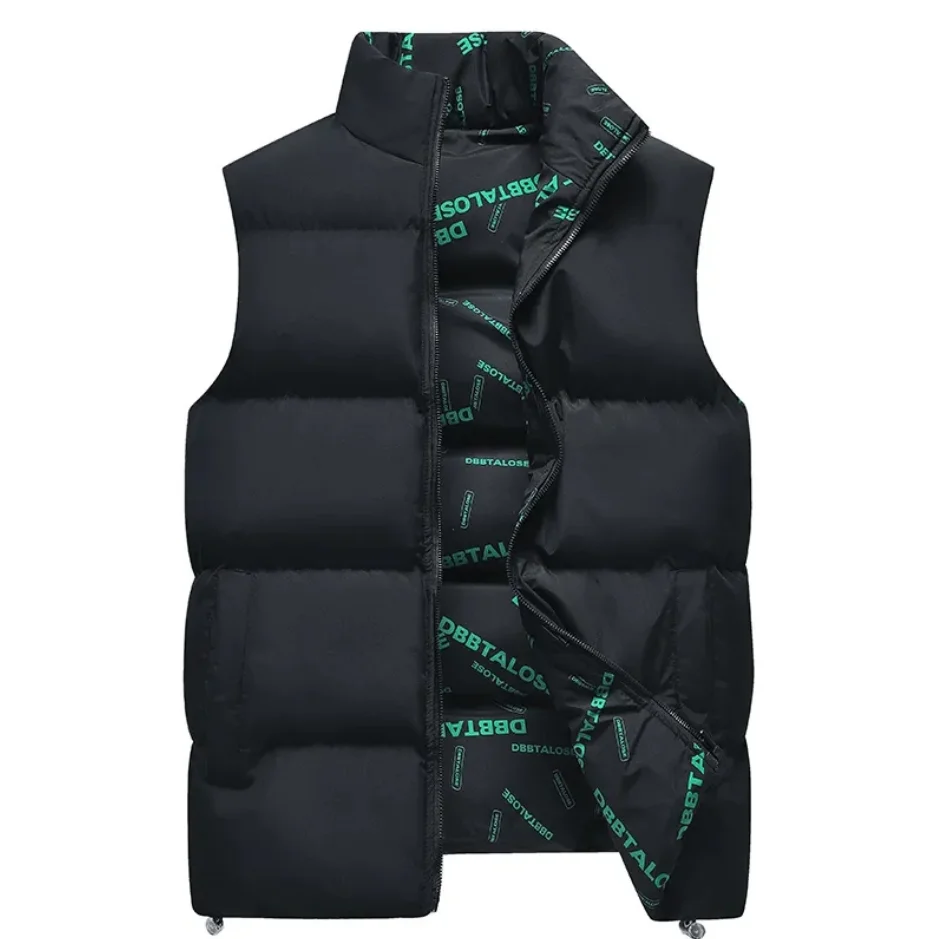 

Double sided warm cotton jacket vest for men in autumn and winter, thick youth trend sleeveless cotton jacket vest for men