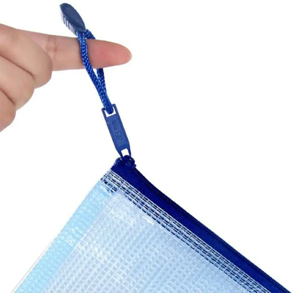 INS Thickened Zipper Grid Bag Large-Capacity Waterproof Receipt Bag PVC Transparent Information Bag School Office