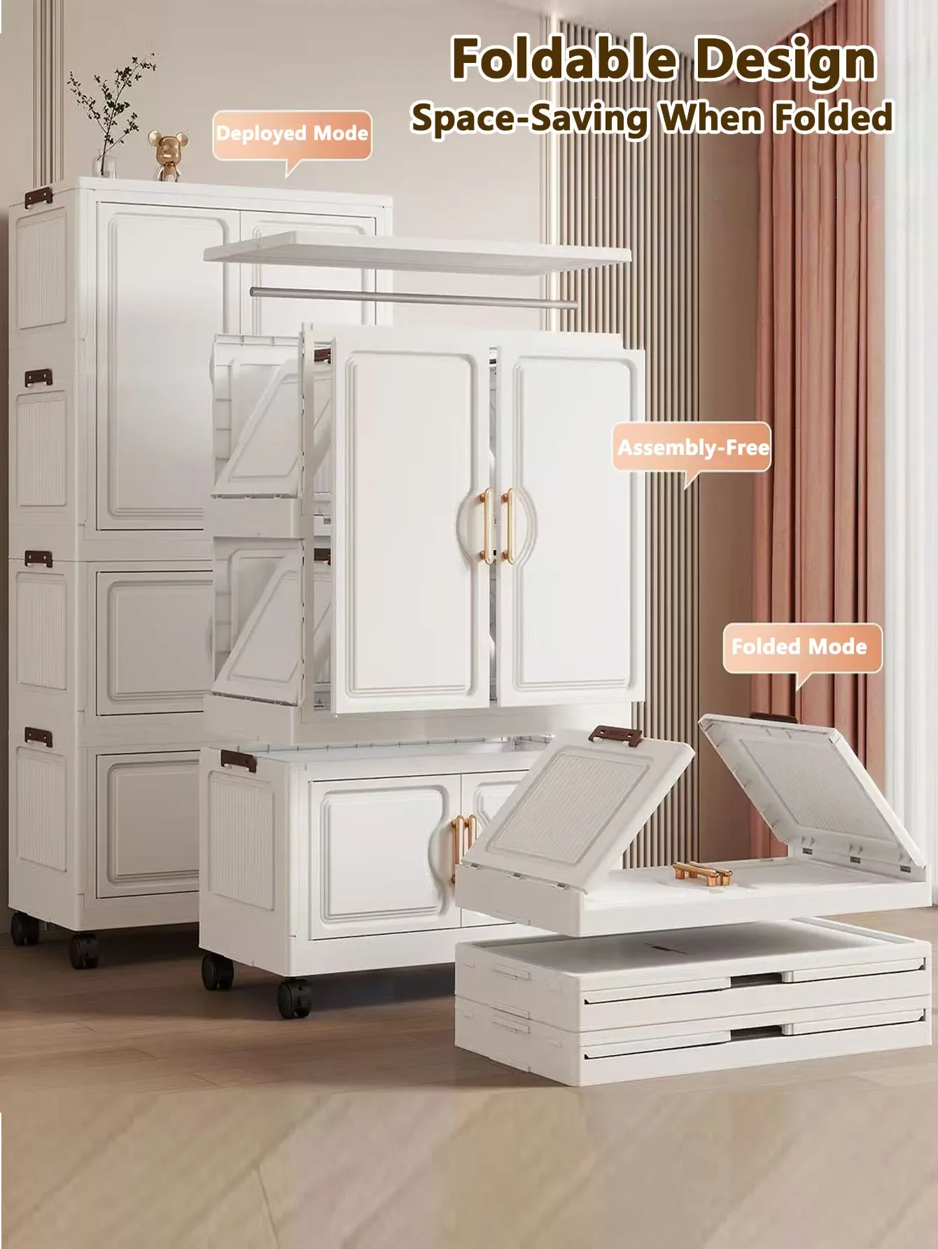 أرفف قابلة للتعديل، خزانة تخزين قابلة للطي للمطبخ والحمام وغرفة النوم وغرفة المعيشة، منظم متعدد المشاهد مع رف قابل للتعديل