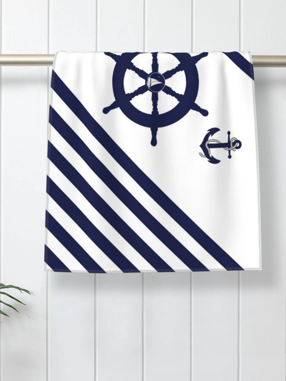 Nordic dark blue sailing series rudder household bathroom towel hotel towel bathroom microfiber towel 40*70 can be customized