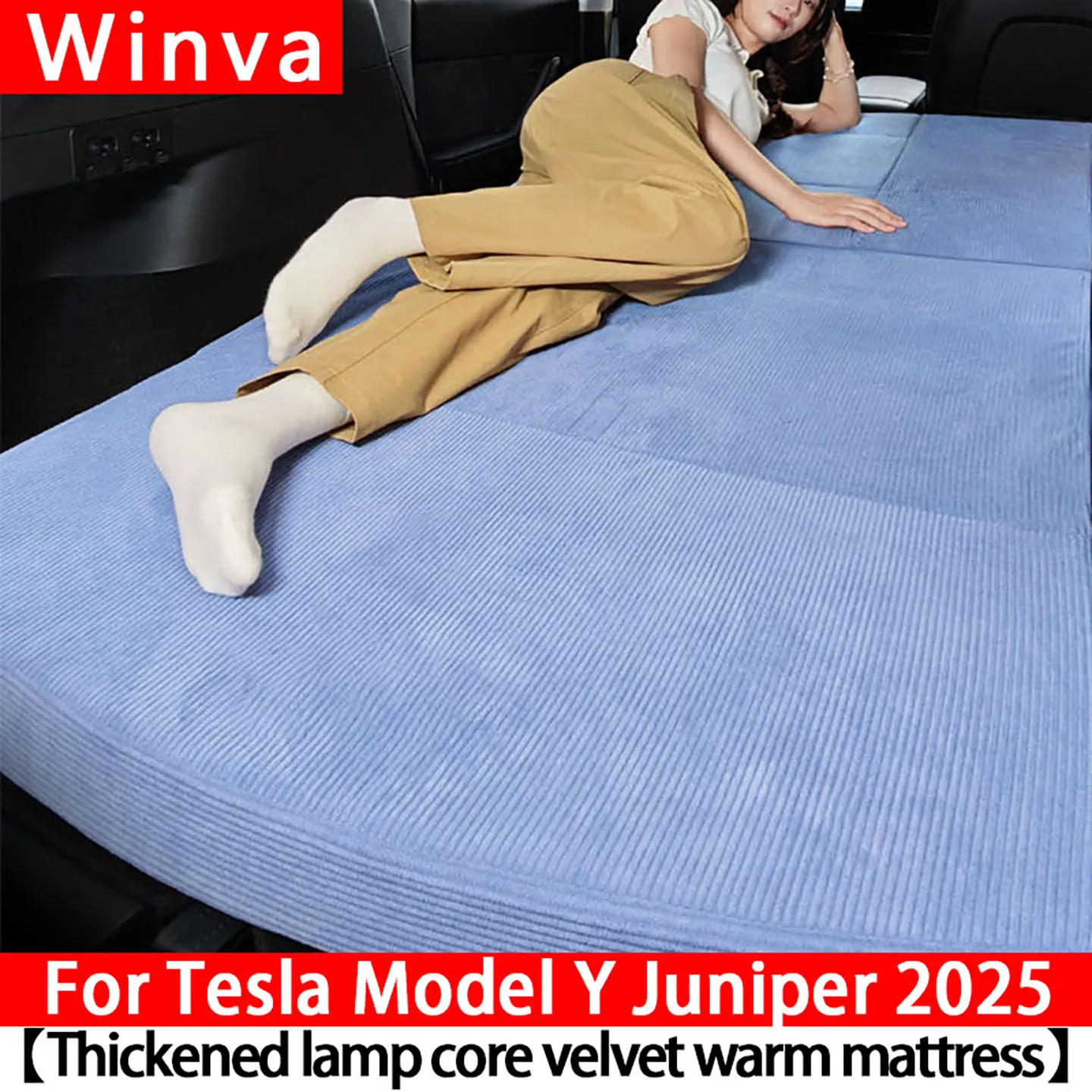 

For New Tesla Model Y Juniper 2025 Foldable Portable Car Mattress Thickened Corduroy Warm Comfortable Memory Cotton Mattress