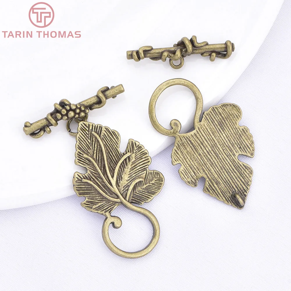 (10800) 4 Sets 24K Goldfarbene Messing-Weinblattförmige O-Verschlüsse Armband-Verbinder DIY Schmuckherstellungszubehör – Detail 11