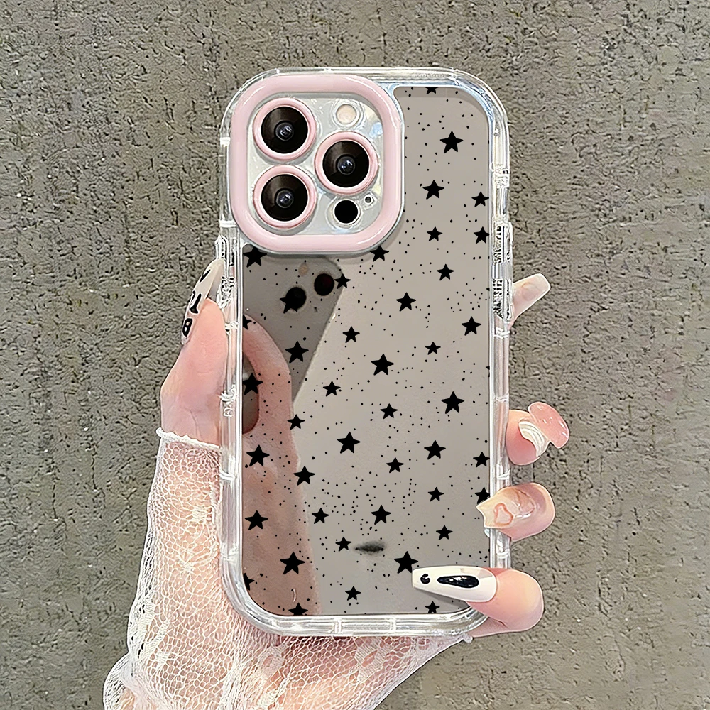 Einfache Stern-Polka-Dots Air-Cushion-Spiegel-Handyhülle für iPhone 17 15 14 16 Pro Max 13 12 11 Pro XR XS 7 8 Plus 17Air Girl Cover – Detail 34